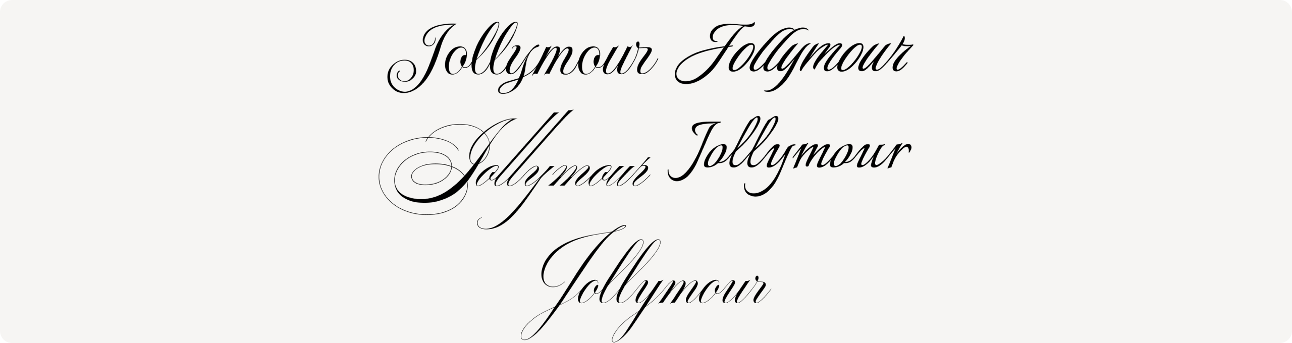 Typeface exploration for the Jollymour script